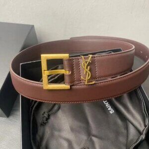 Saint Laurent YSL Brown Leather Belt 90cm - With Original Box